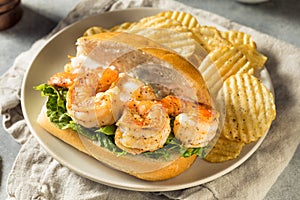 Homemade Southern Shrimp Po Boy Sandwich