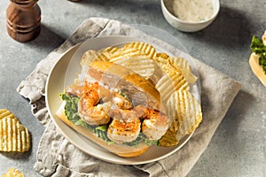 Homemade Southern Shrimp Po Boy Sandwich