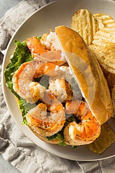 Homemade Southern Shrimp Po Boy Sandwich