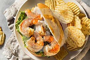 Homemade Southern Shrimp Po Boy Sandwich