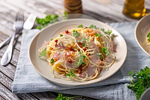 Homemade Spaghetti Algio e Olio