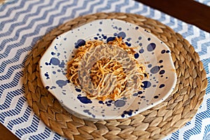 Homemade spaghetti bolognese, traditional pasta dish with meat and vegetables