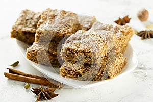 Homemade spicy ginger snaps or bars