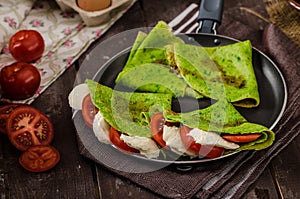 Homemade spinach crepes