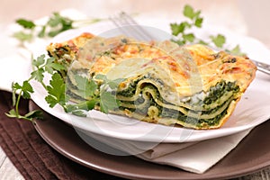 Homemade spinach lasagne