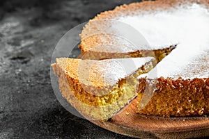 Homemade sponge cake or chiffon cake, Food recipe background. Close up, top view