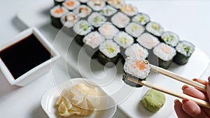 Homemade sushi rolls japanese cuisine food