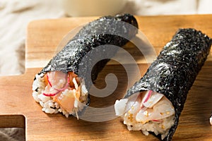 Homemade Sushi Temaki Hand Rolls photo