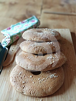 Homemade Swedish ringshaped  rye bread