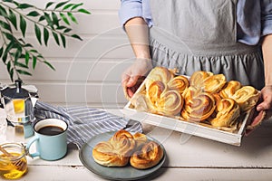 Homemade sweet buns for breakfast