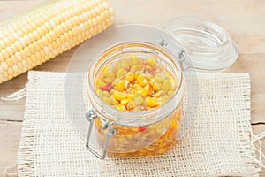 Homemade sweet corn and peppers