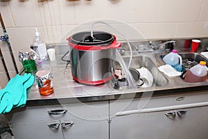 Methamphetamine Synthesis on a Basement Sink Counter Top photo