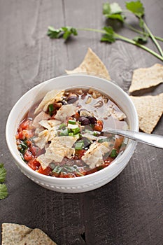 Homemade Taco Soup angled shot