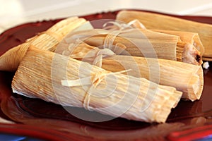 Homemade tamales ready for dinner