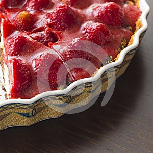 Homemade tart cake with fresh strawberries