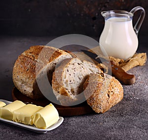 homemade tartine bread with milk