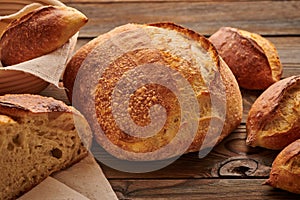 Homemade tartine bread on wooden table