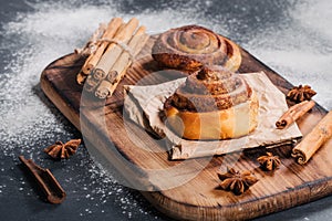 Homemade tasty cinnamon rolls bakery