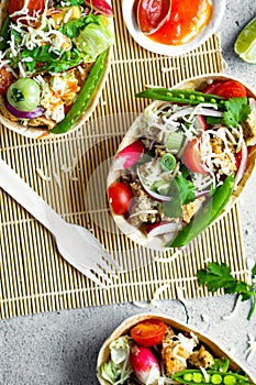 Homemade tex mex taco boats food recipe idea photo