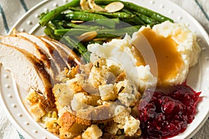 Homemade Thanksgiving Turkey Dinner with Stuffing Potatoes