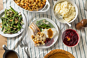 Homemade Thanksgiving Turkey Dinner with Stuffing Potatoes