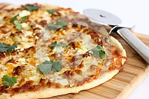 Homemade thin crust pizza photo