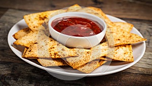 Homemade tortilla chips photo