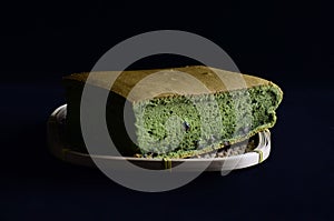 Homemade traditional fresh Matcha Sponge cake