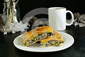 Homemade Traditional Mediterranean Spinach Pie with Cheese