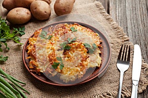 Homemade traditional potato pancakes or latke