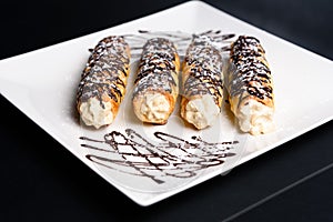 Homemade traditional Sicilian sweet cannoli