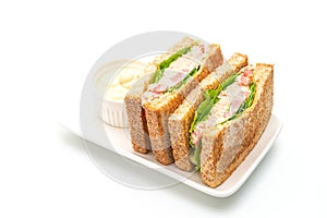 Homemade Tuna Sandwich on white background