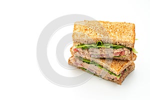 Homemade Tuna Sandwich on white background