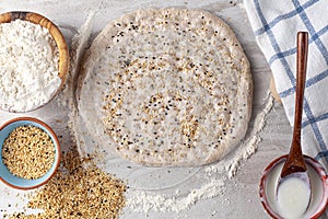 Homemade Turkish Flat bread known as Ramazan Pidesi, Tirnak Pidesi or pide.