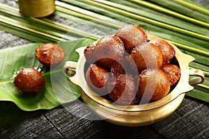 Homemade unniyappam, Kerala sweet snack.