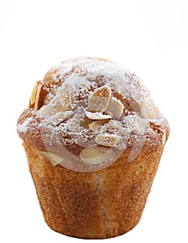Homemade unwrapped almond muffin photo
