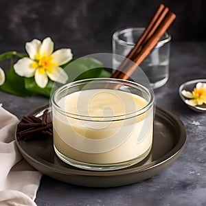 Homemade vanilla pudding photo
