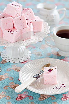 Homemade vanilla and rosewater marshmallows photo