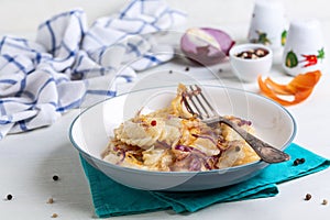 Homemade vareniki (dumpling) with cabbage