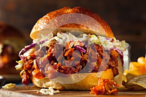 Homemade Vegan Pulled Jackfruit BBQ Sandwich