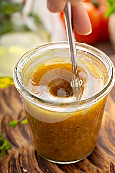 Homemade vinaigrette salad dressing