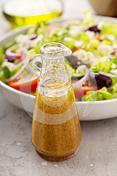 Homemade vinaigrette salad dressing photo