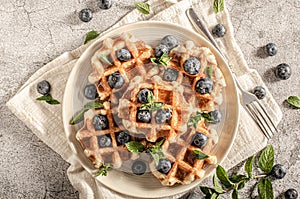 Homemade waffles with berries