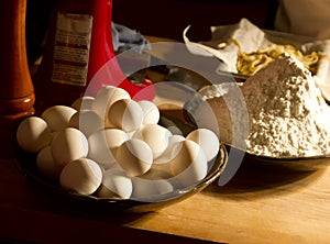 Homemade Wheat Flour and Eggs Pasta Ingredients