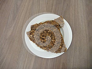 Homemade wholegrain bread on a white plate