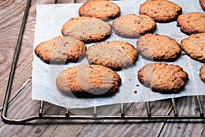 Homemade wholegrain coolies with chocolate