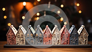 Homemade wood craft sweet gingerbread house decoration for Christmas celebration generated by AI