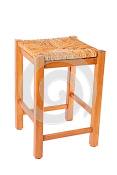 Homemade wood stool isolated on white background