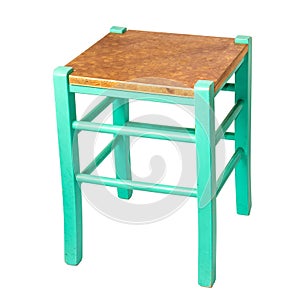 Homemade wood stool isolated on white background