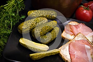 Homemage pickled cucumbers still life food photo